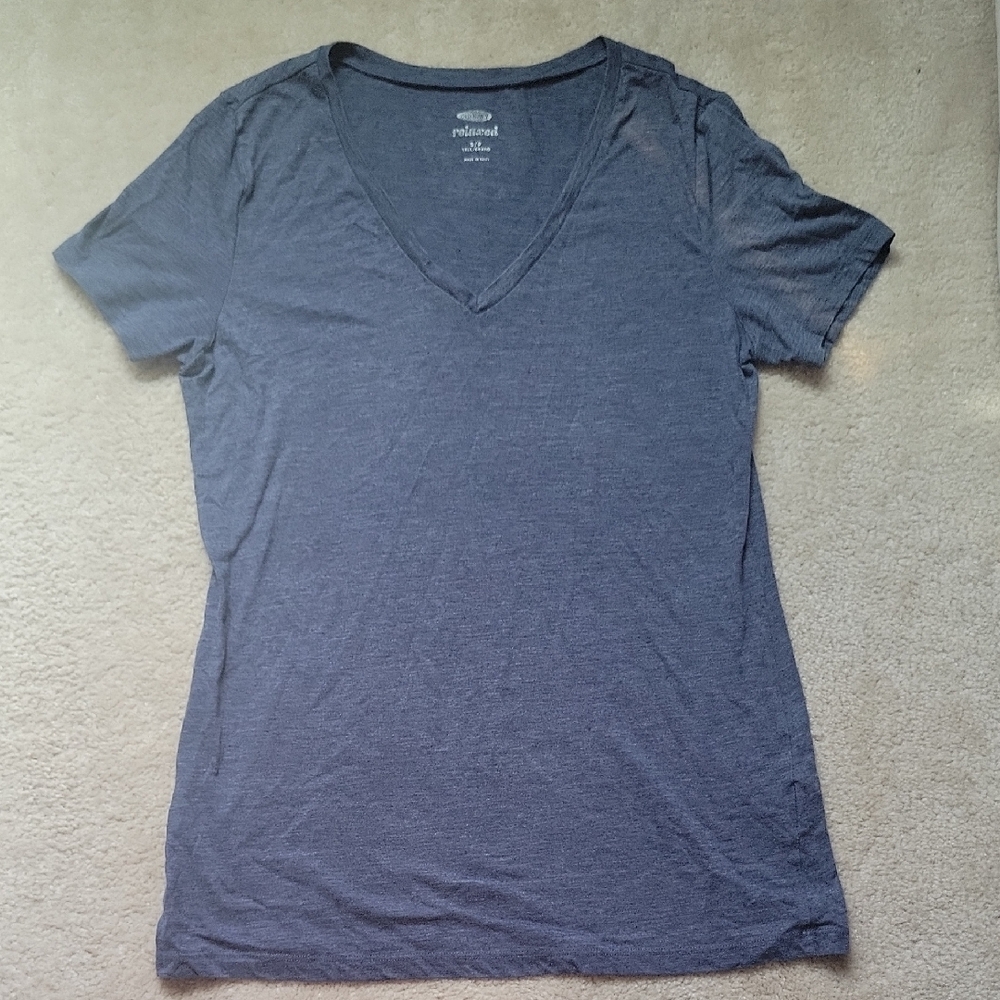 Eddie Bauer Women's Heathered Blue V-Neck Tee